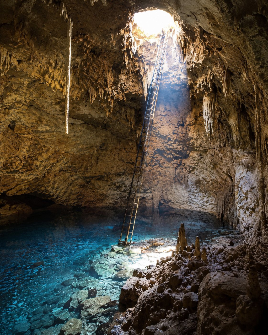 Imagen conceptual del tipo de cenote, no es una fotografía de Aktun Ha